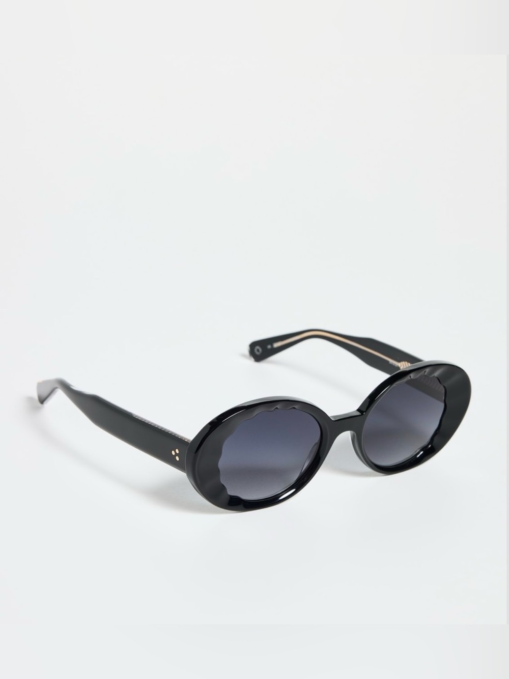 KREWE Alixe Black Scalloped Oval Frames + Hard Case Size 50-21
